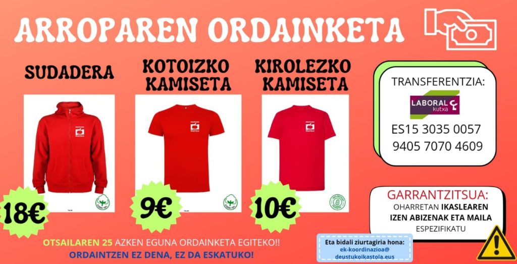 Ikastolako  KAMISETAK ETA IZERDITAKOAK